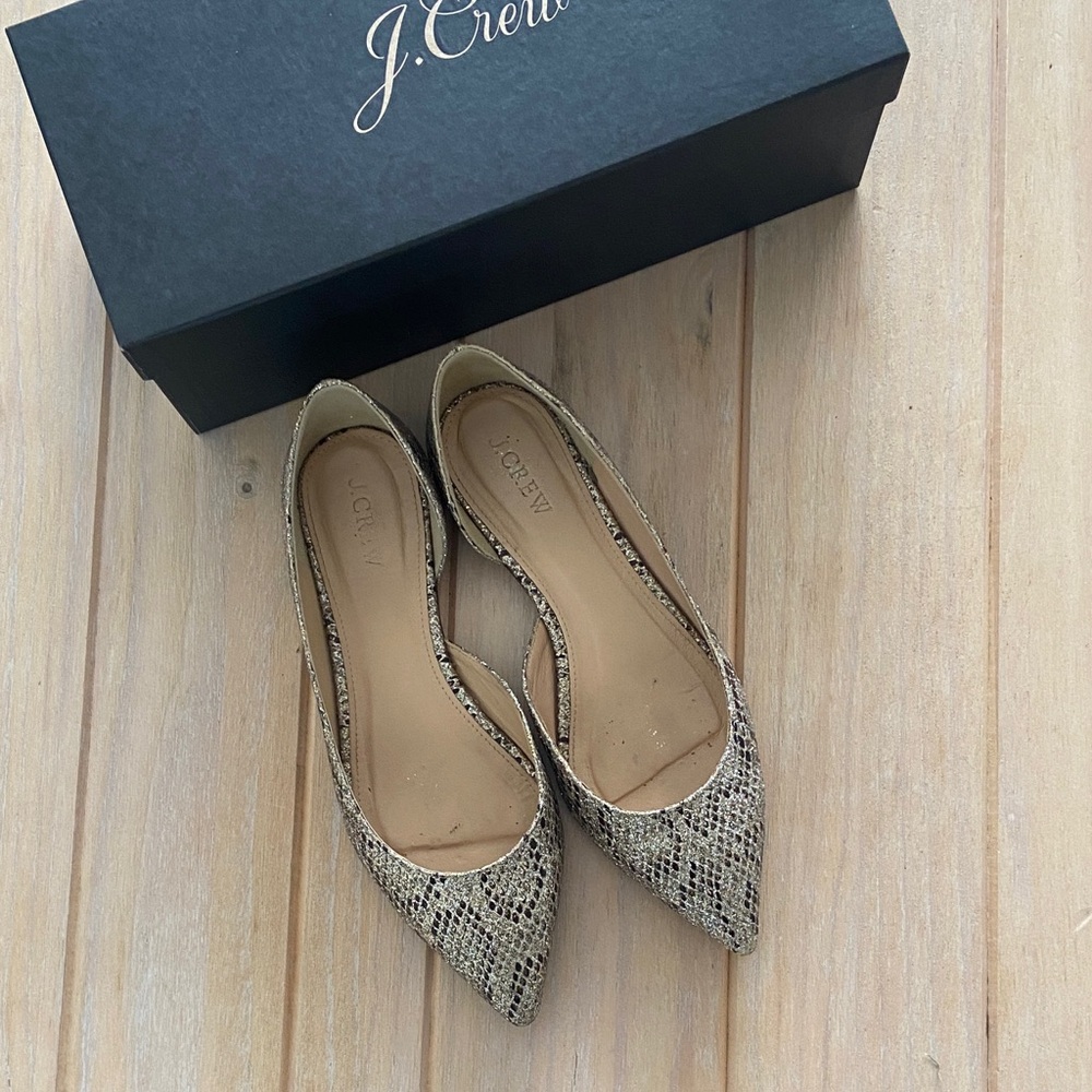 J. Crew Women's Metallic Snakeskin Pattern Flats - Picture 8 of 11